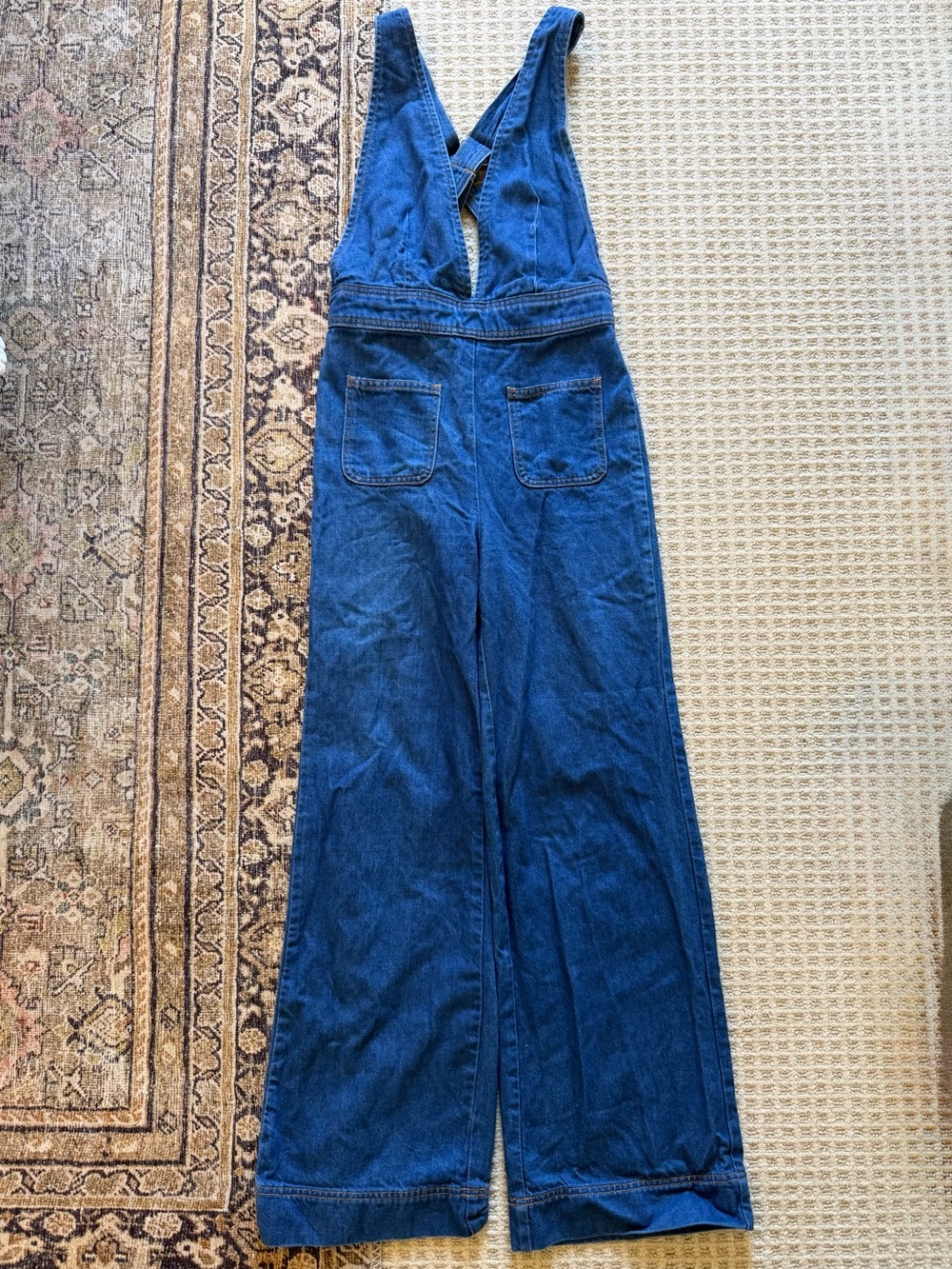BDG Dark Blue Wide-Leg Denim Overalls
